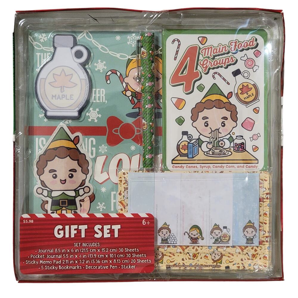 Elf Stationery Gift Set Buddy Christmas Journal Pen Sticky Bookmark Sticker Gift